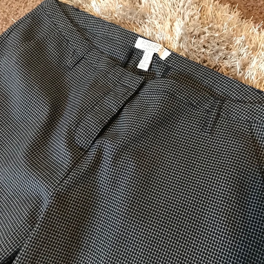 Straight-leg Black and White Checkered Pants